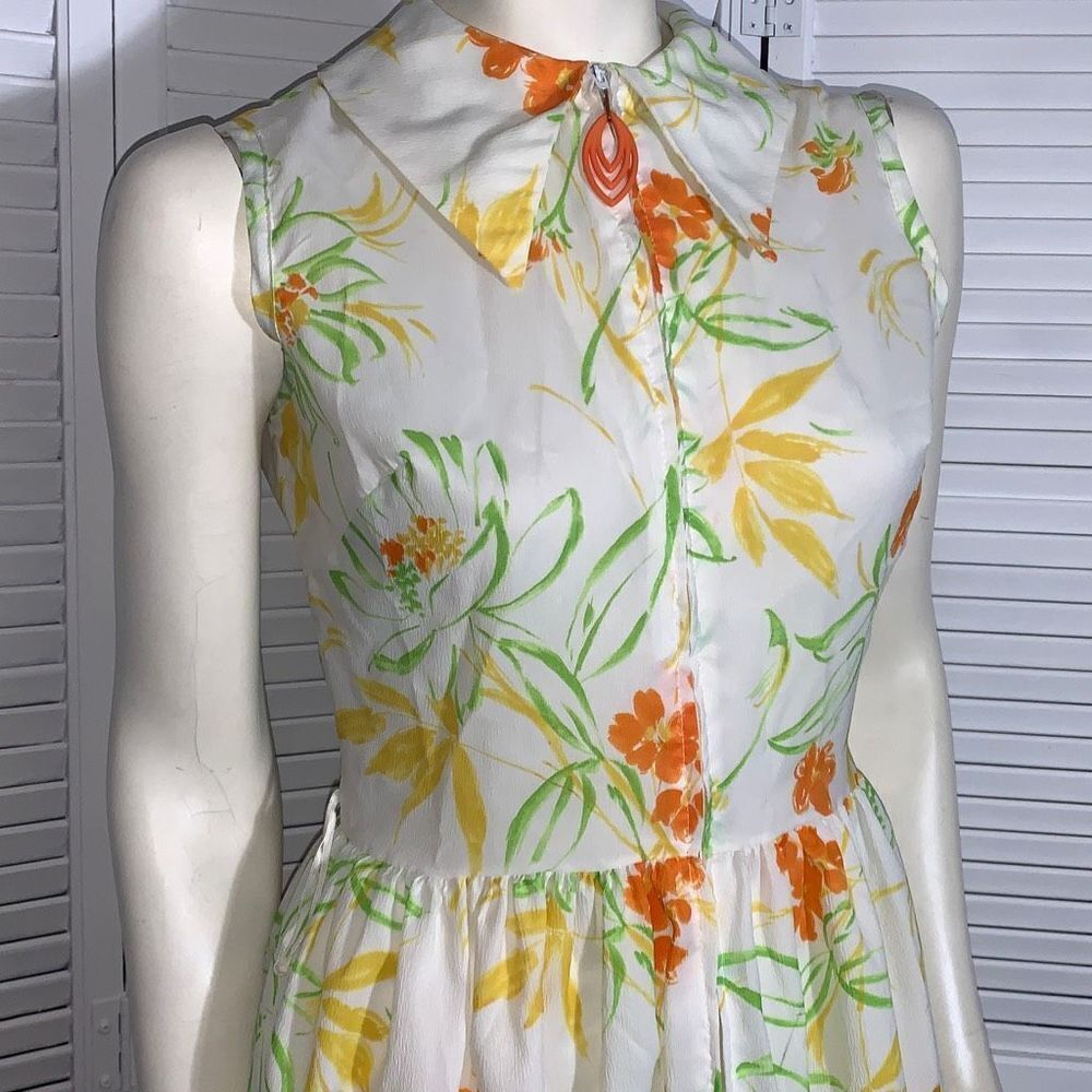 Vintage‎ Carol Brent Yellow Floral Dress Women’s Size 14 - Picture 3 of 16